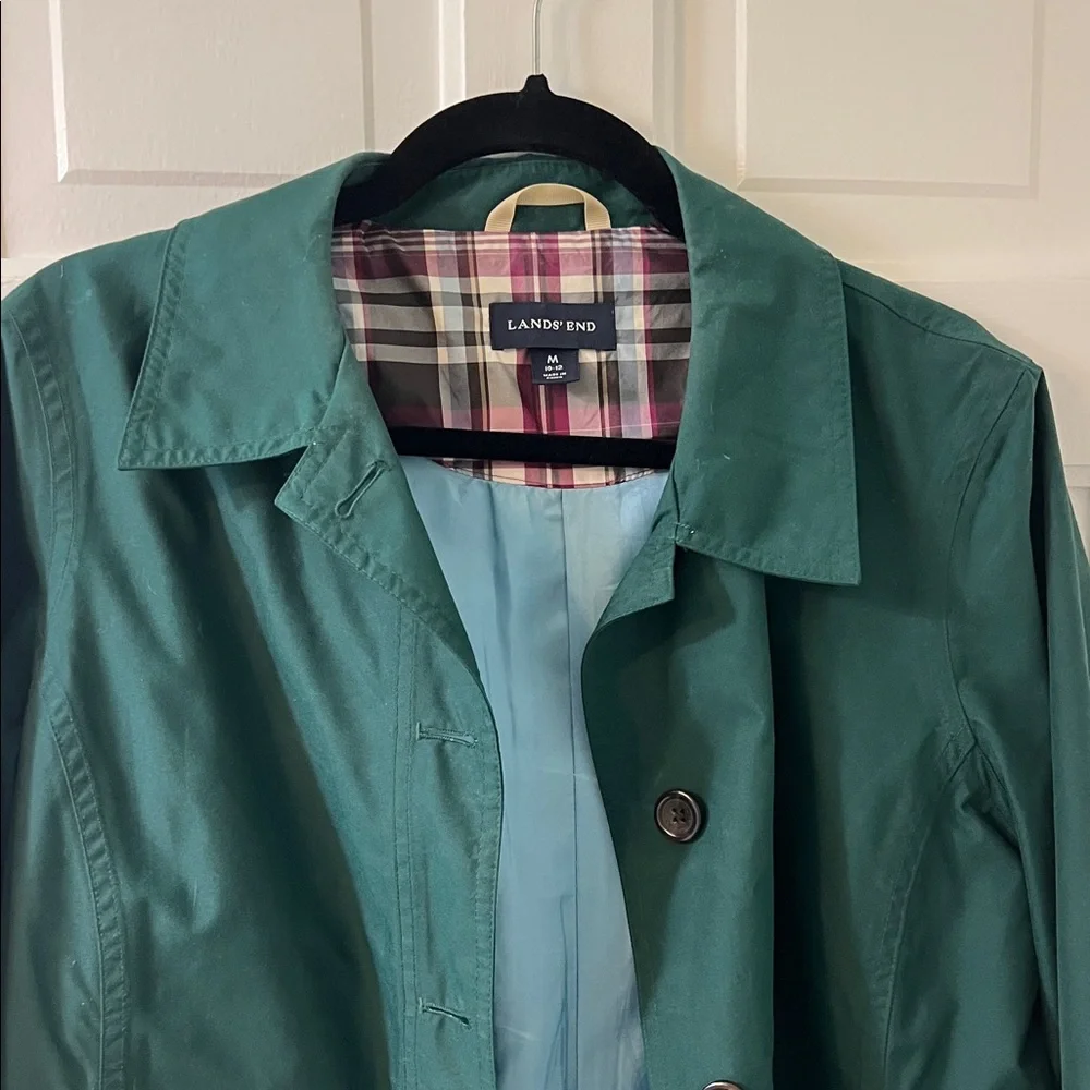 Lands' End Women’s Dark Green Raincoat Size 10-12 Medium - Picture 4 of 5